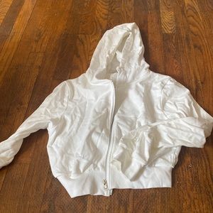 White cropped zip sweatshirt